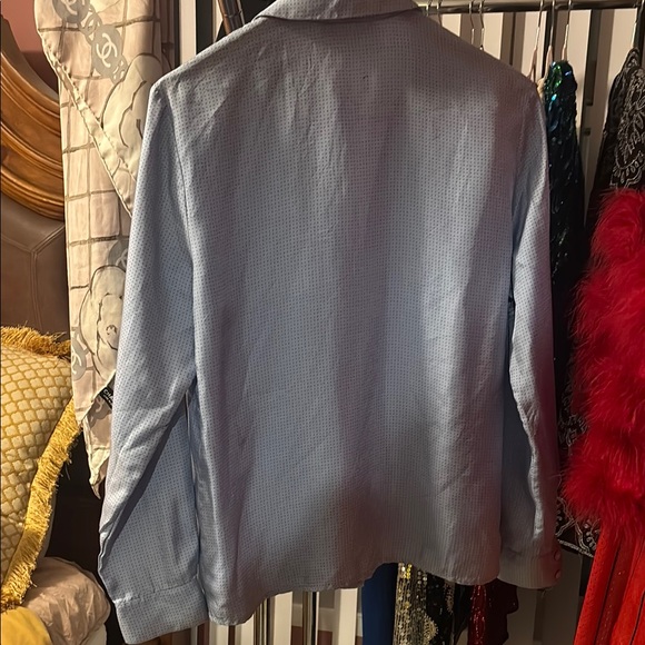 Talbots Silk Blue Button Down Shirt Relaxed Fit - Picture 3 of 5